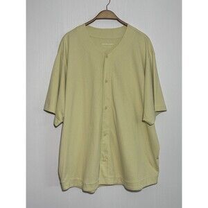 Everlane Baseball Shirt Mens XXL Green Premium Weight Button Front Short Sleeve